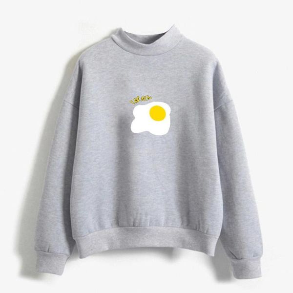 

kawaii смешной омлет отпечатано с длинным рукавом mock neck мужской пуловер толстовка drop shipping, Black