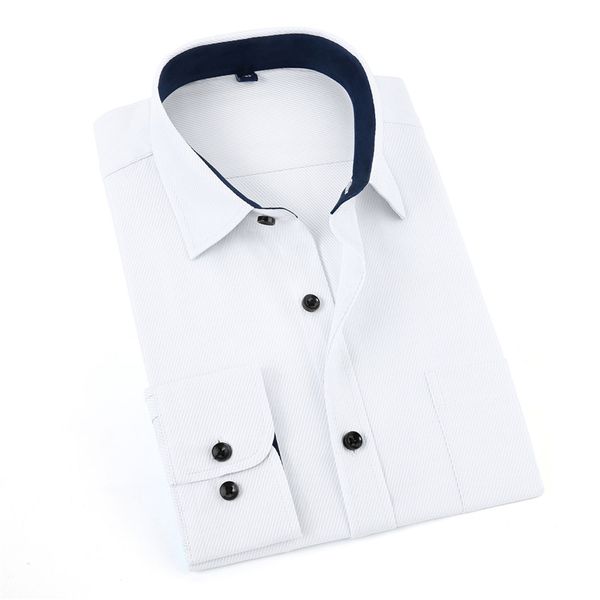 

jeetoo casual long sleeve men's solid white shirt work formal autumn turn-down collar smart casual camisa dos homens 3xl 2018, White;black