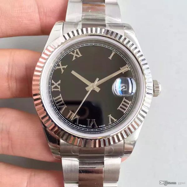 

роскошный новый автоматический механический механизм просто серия 41 мм высокое качество нержавеющей стали внешнее кольцо римские цифры черн, Slivery;brown