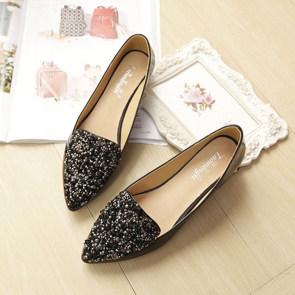 

2019 fashion women's casual woman platform shoes pointed toe shallow mouth flats female moccasin modis summer dress comfortable, Black