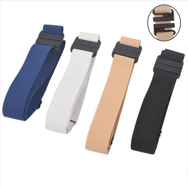 

new buckle-elastic belt for jeans pants dress stretch waist for women men no buckle without buckle belts h111, Black;brown