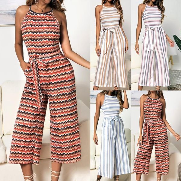 

2019 новый женский праздник пляжный полосатый комбинезон без рукавов в полоску комбинезон с карманом, Black;white