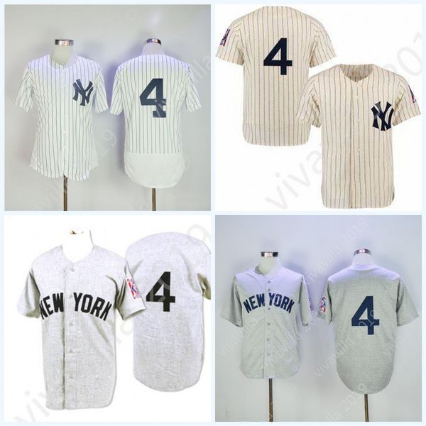 

#4 Lou Gehrig Mens Vintage New York Lou Gehrig Baseball Jerseys Cheap Shirts Cool Base 1893-1939 BASEBALL CENTENNIAL Patch