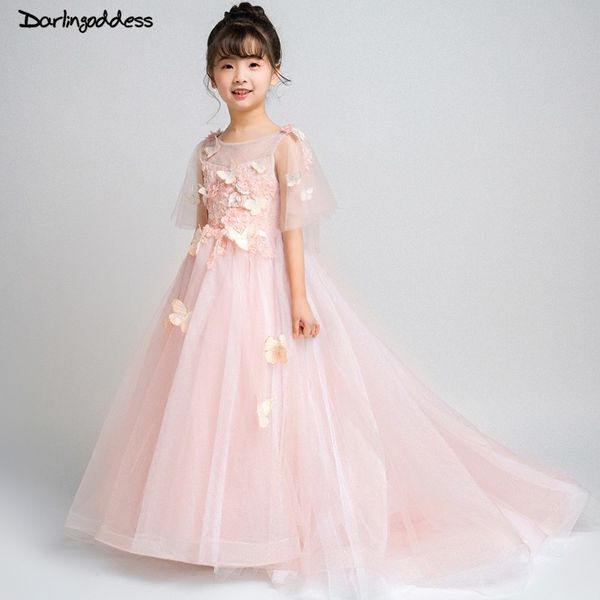 

2019 new blush pink flower girl dresses for weddings ball gown elegant pageant gowns for girls kids first communion dress, Red;yellow