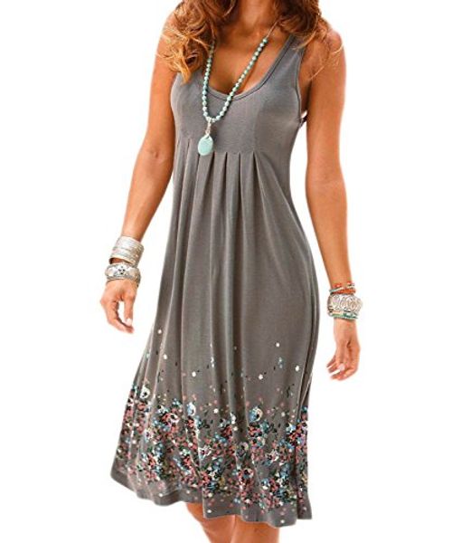 

aelson womens summer casual sleeveless mini printed vest dresses, Black;gray