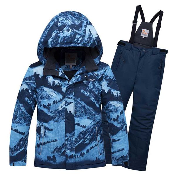 

2020 winter ski suit boys kids snow suit children waterproof windproof warm ski jacket pants 2 pieces snowboarding sets outdoor, White