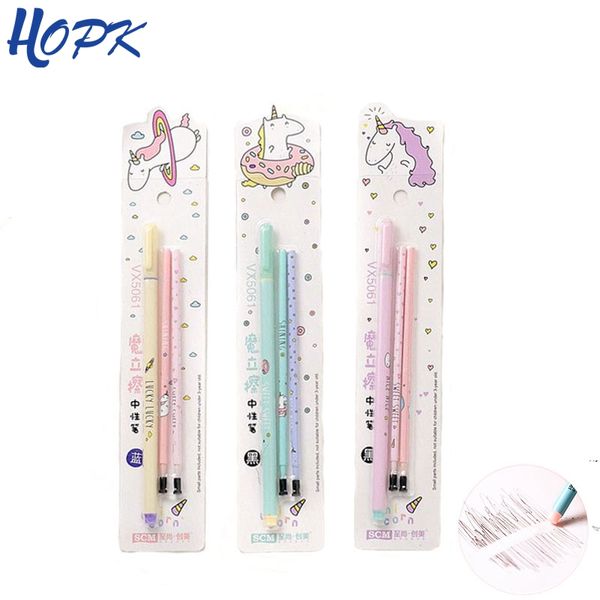 

hopk unicorn cute erasable pen blue / black / ink blue pen 0.5mm gel student writing stationery for school supply gift