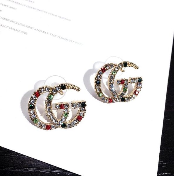 

earrings luxury jewelry fashion women mens earrings hip hop diamond stud earings iced out bling rock punk round wedding gift g7612, Golden;silver