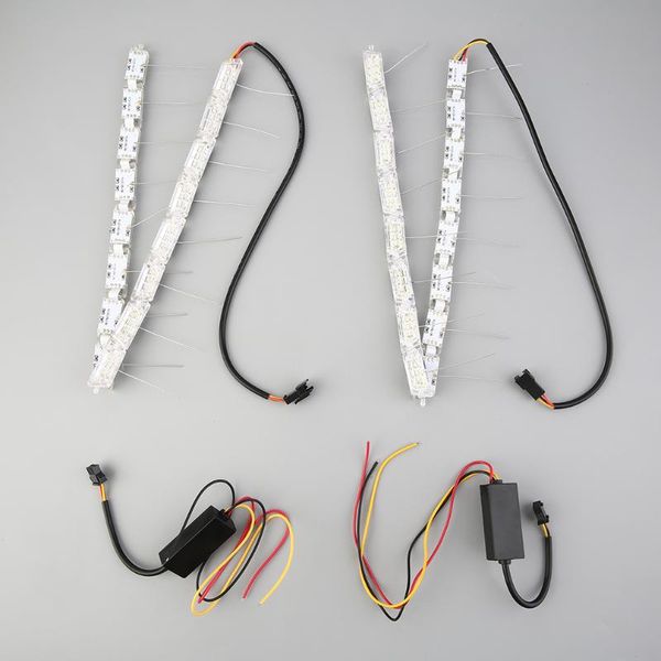 

2pcs car flexible waterproof switchback led knight rider strip light for headlight sequential flasher dual color drl turn signal