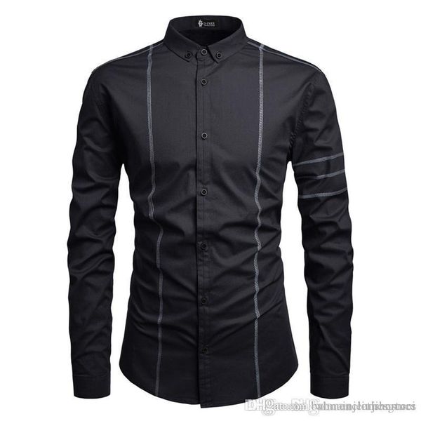 

весна мужские щитовые повседневный мода дизайнер мужской длинным рукавом рубашки мужские turn воротник одежды, White;black