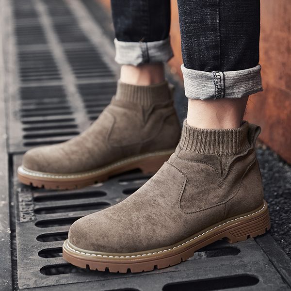 

men shoes 2019 winter plush snow boots comfortable keep warm walking boots male casual shoes with fur for khaki brown, Black