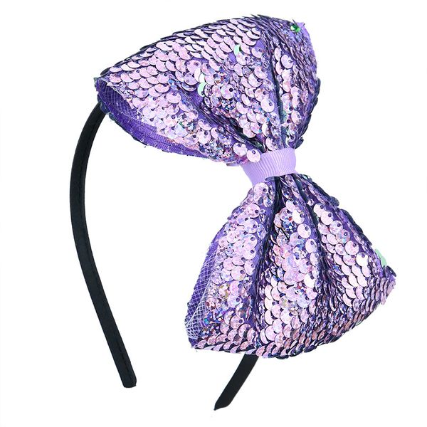 

15pc girls reversible sequin hair bow on hard hairbands sequin bow hairbands kids girls headband mermaid headbands, Slivery;white