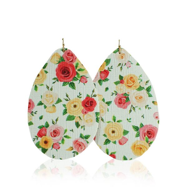 

cpop модные искусственная кожа серьги для женщин цветок кулон большой капли воды серьги мода ювелирные изделия ушные капли девушка подарок п, Silver