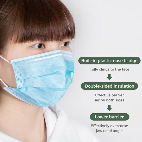 

Одноразовые маски для лица с эластичной ушной петлей 3 слойные дышащие и удобные для блокировки пыли защита от загрязнения воздуха Пакет 50 шт. 1 лот