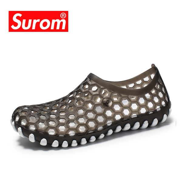 

surom summer men's casual sandals fashion wild comfortable hole shoes 2019 new men's breathable non-slip beach shoes zapatos, Black