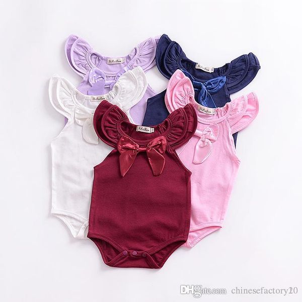 

girls baby fly sleeve rompers big bowknot ins ruffler jumpsuits clothing toddler boutique summer clothes kids newborn baby summer, Blue