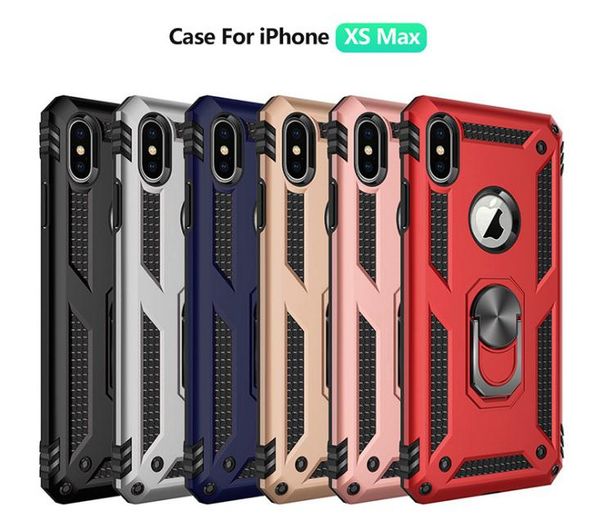

Armor hybrid hockproof heave duty hard ca e cover with finger ring kin for iphone x max xr 8 7 plu