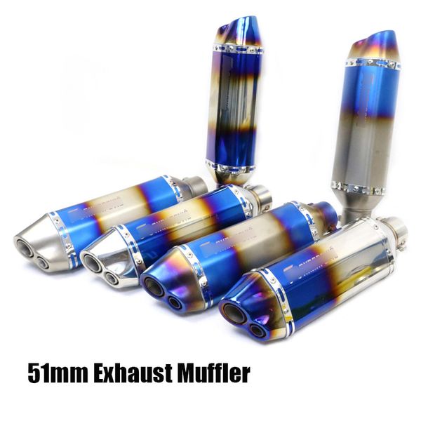 

motorcycle blue exhaust muffler escape tip tail pipe slip on 38-51mm universal dirt bike atv moto
