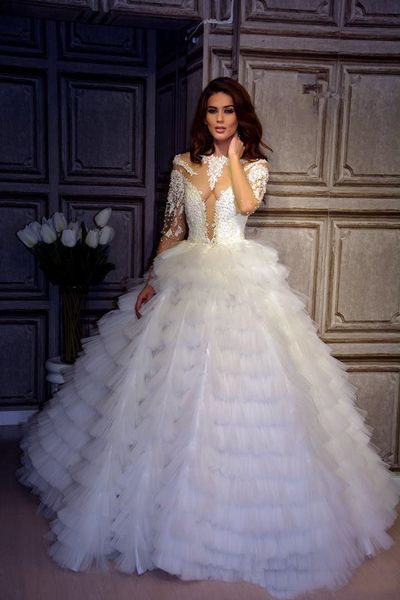 

2018 tulle muslim white ball gown sheer long sleeve vintage luxury plus size wedding dresses beading bling corset bridal gowns h053