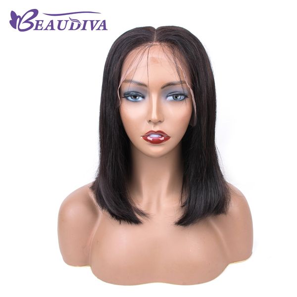 

short bob wig 14inch brazilian straight virgin hair lace front human hair wigs beaudiva lace frontal wig for black women, Black;brown