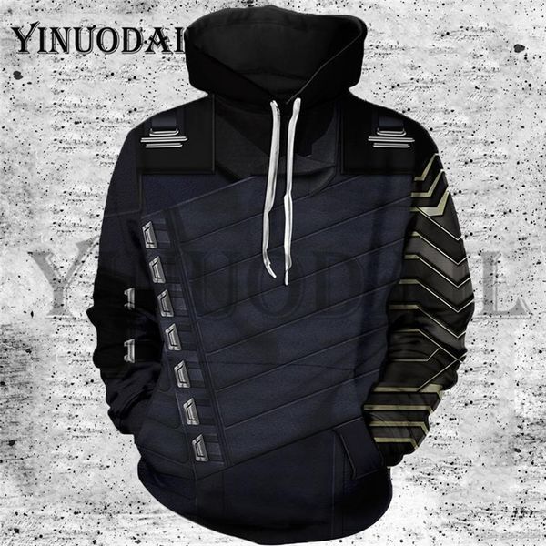 

yinuodail the winter solder 3d hoodies bucky barnes sweatshirt homme cosplay costume, Black