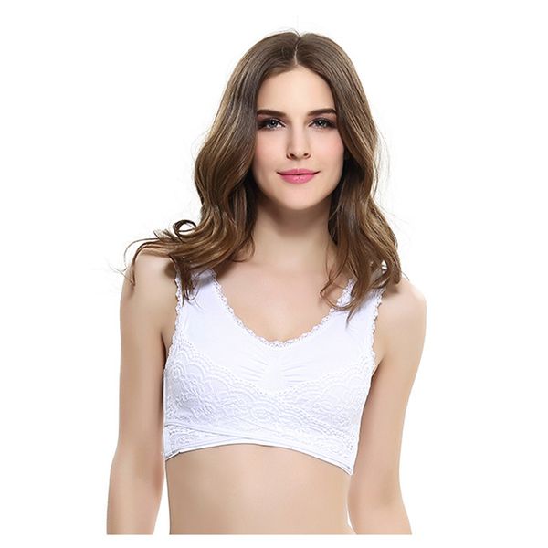 

women underwear camisoles lingerie lace cross side buckle wireless push up breathable sleep sports bra bralette, Black;white