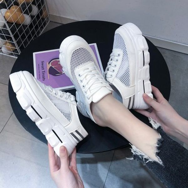 

sandals 2020 summer new no heel white shoes female sponge cake with student lazy sports women's shoes, Black