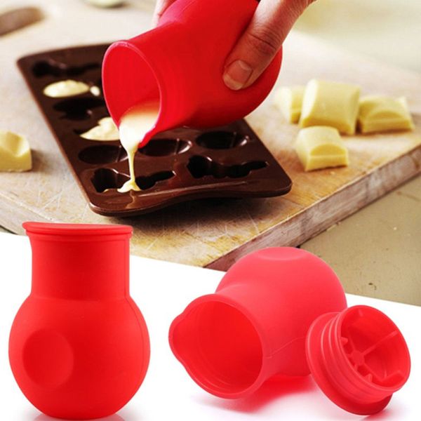 

kitchen gadgets pouring buckets red food grades baking accessories chocolate dispensing pot silicone chocolate melting mould