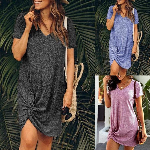 

backlakegirls glitter v neck knotted asymmetrical party dress short sleeve mini short summer dresses plus size vestito, White;black