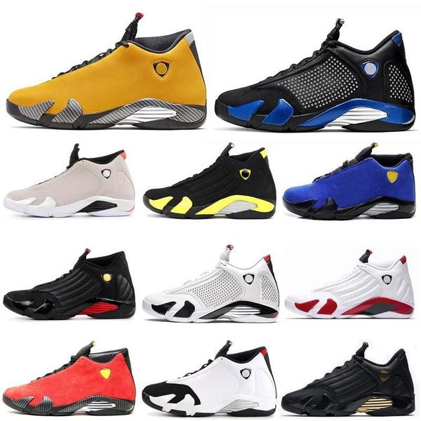 

reverse 14 14s men basketball shoes university gold candy cane dmp black toe desert sand last sthunder mens trainer sports sneakers 7-13