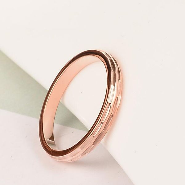 

316 stainless steel faceted band ring for women high polished rose gold plated fashion rings titanium steel engraved ring, Silver