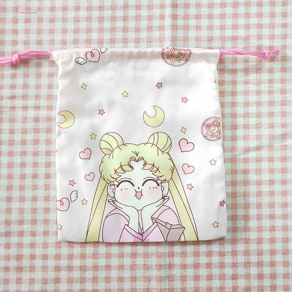 

sailor moon женщины cute монет сумка аниме мультфильм draw строка кошелек bucket lady кошелек организатор изменение денежных мешков мешок, Red;black