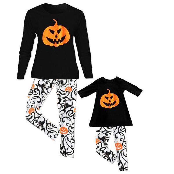 

family matching outfits mommy kids baby cotton t-shirt +long pants 2pcs clothing set happy new year 2019