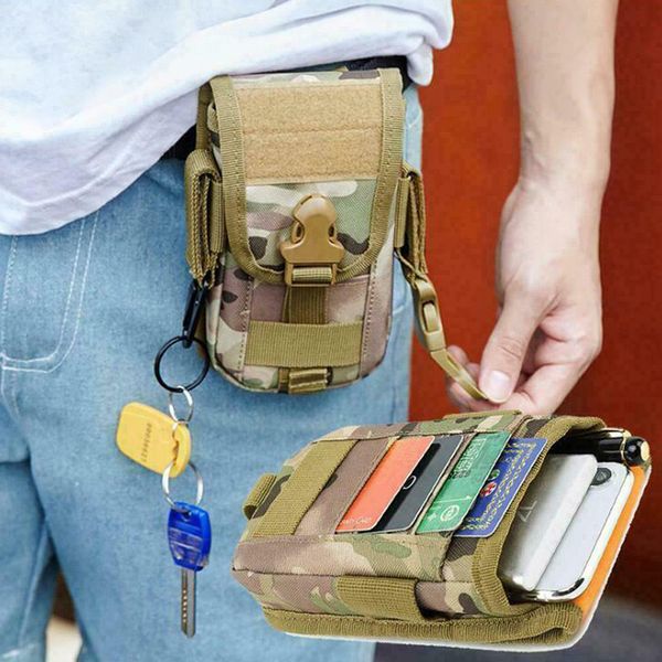 

600d oxford cloth belt bag nylon waist bag mobile phone cards holder double layer accessory -opk