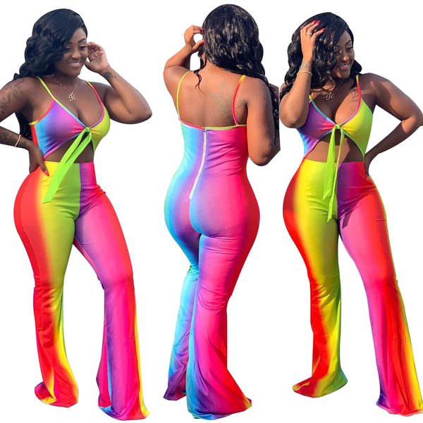 

women summer printed jumpsuit rompers spaghetti strap outfits party clubwear bodysuit wide leg pants long trousers, Black;white