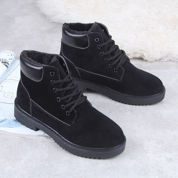 

plus size 35-51 nice new soft ankle warm boots women autumn fur inside casual shoes woman med heels female classics brand boot, Black