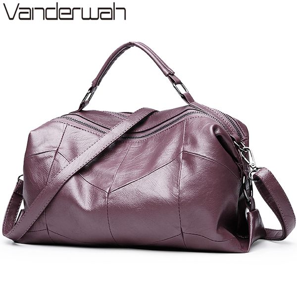 

vanderwah leather luxury handbags women bags designer lady crossbody shoulder messenger bags female boston solid bag sac