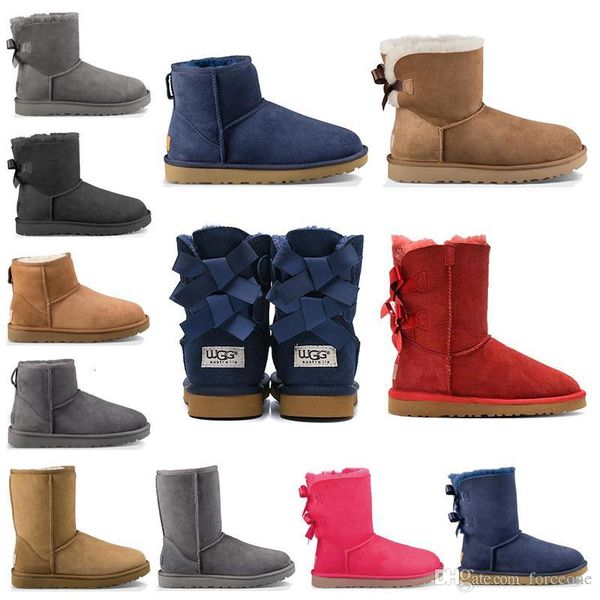 

women winter snow boots fashion australia classic short bow boots ankle knee bow girl mini bailey boot 2019 size 35-41 bb