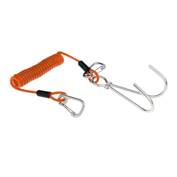 

professional scuba diving dive 5" 13cm reef hooks & spiral spring coil lanyard safety emergency gear - 4 colors