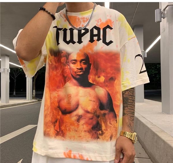 

2pac cotton t shirt for men women summer crew neck style short sleeve designer tees loose oversized fashion t-shirt soft gunn, White;black