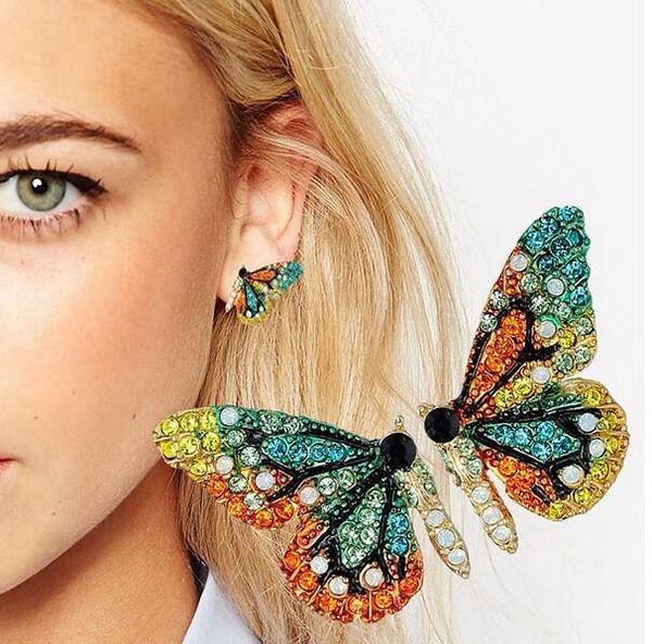 

new european and american fashion personality short butterfly ear nail color drill party accessory ear nail, Silver