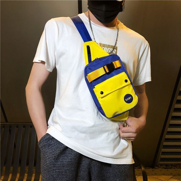 

2019 new style korean-style fashion street sports shoulder bag men's cool contrast color ins chest pack student wallet