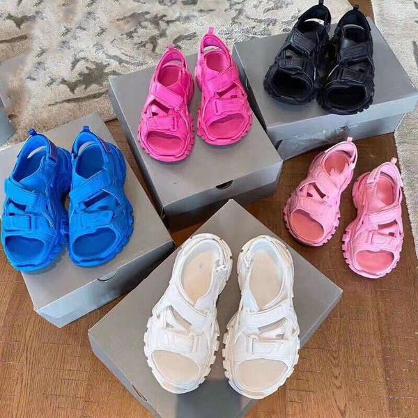 

track sandal in pink leather rubber women shoes designer women sandals track sneaker ankle strap low sandal slides slippers, Black