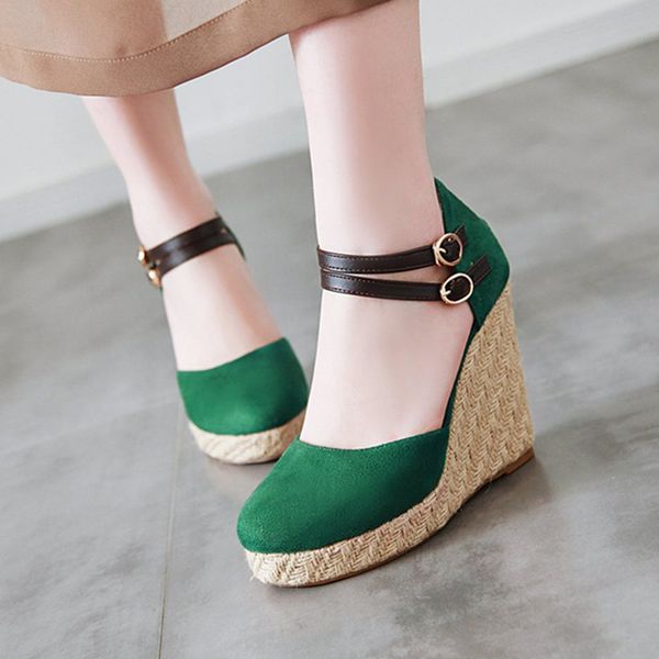 

new ladies sandals toe wedge buckle high heels comfortable fashion womens shoes women fashion thick heel sandals slippers, Black