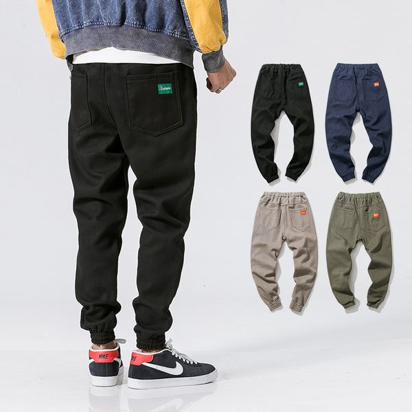 

2019 pockets cargo pants men color patchwork casual jogger fashion tactical trousers tide harajuku streetwear, Black