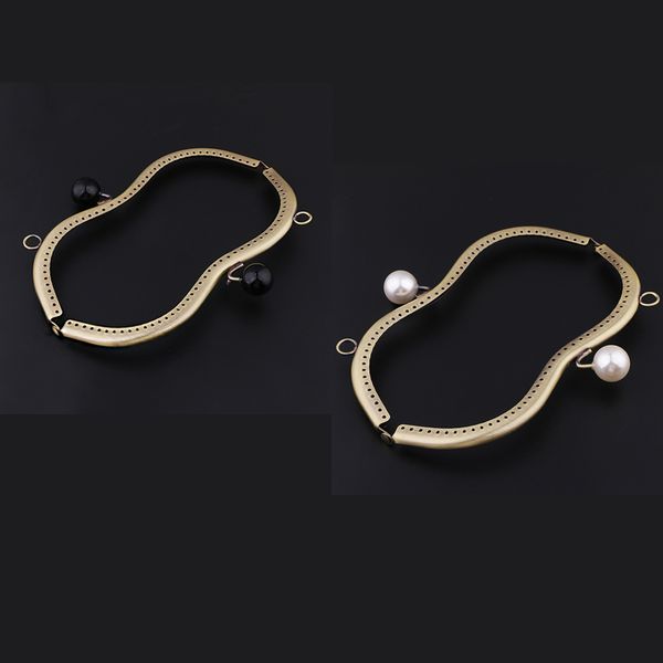 

2pcs retro metal purse clutch handle diy bag craft frame clasp lock, Black