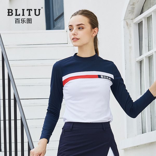 

blitu2019new golf men polo fast dry golf sports long sleeves, Black;blue