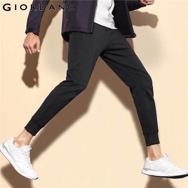 

giordano men joggers men pants thick polar fleece warm fabric solid color jogger pants elastic waist pocket sweatpants fall, Black