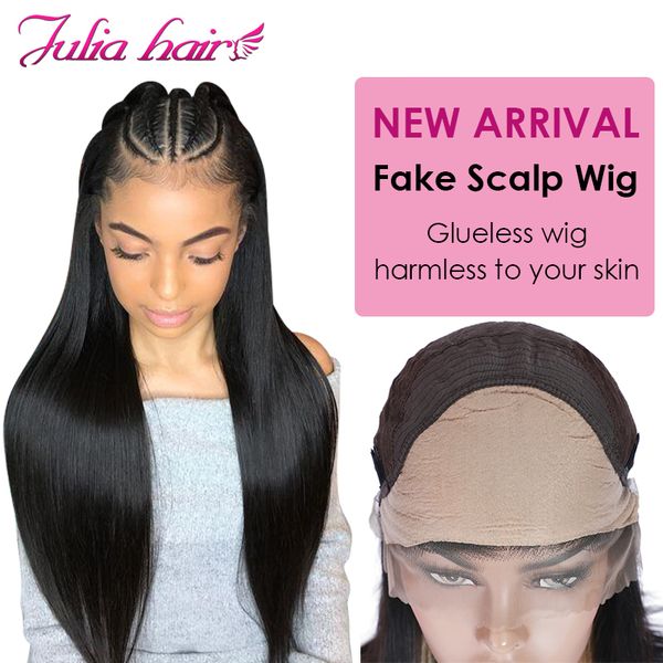 

ali julia hair 12"-26" fake scalp lace wig brazilian human hair glueless wigs remy 150% density 13*4 13*6 inch for choice, Black;brown