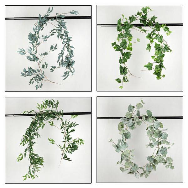 

1.7m artificial vine rattan willow vine garland silk greenery green leaves home wall hanging table decor